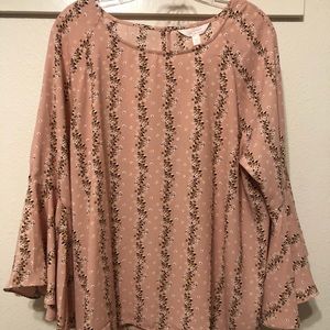 Lauren Conrad pink flaired sleeve blouse